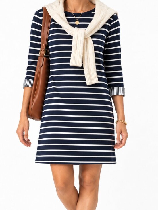Boden Dresses & Skirts - Boden Navy Striped 3/4 Sleeve Breton Dress | Coastal Preppy French Girl [size S]